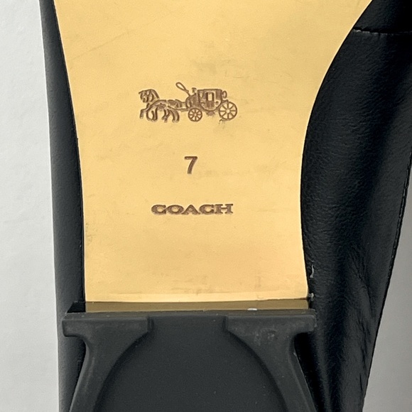 COACH BLACK ALL LEATHER IRENE MULE LOAFER EITH GOLD LOGO & HARDWARE, SIZE 7-B - Picture 11 of 16